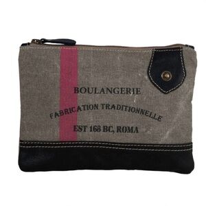 Myra  leather canvas zipper pouch / makeupbag/cellphone. NWT